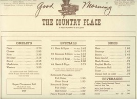 The Country Place Menu Placemat Plate City Missouri Best Western Airport Inn  - £14.28 GBP