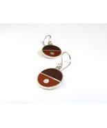 Sterling Silver Earrings - Divided Circles Brown Colors - $47.96 CAD