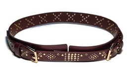NWT $88 REBECCA MINKOFF Burgundy Gold Studded Waist Belt NEW XS - $27.99