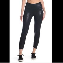 Z By Zella Womens Leggings Leopard Print Daily Crop Metallic Laminated Black S - £9.90 GBP