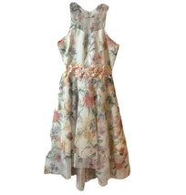 Rare Editions Girls 14 Dress Floral Ivory Embellish Tulle Party Sleeveless - £18.15 GBP
