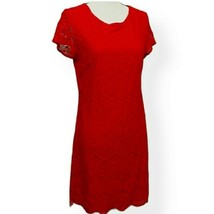 Laundry Womens Bright Orange Red Floral Lace Midi Dress Size 6 Short Sle... - $243.37 MXN