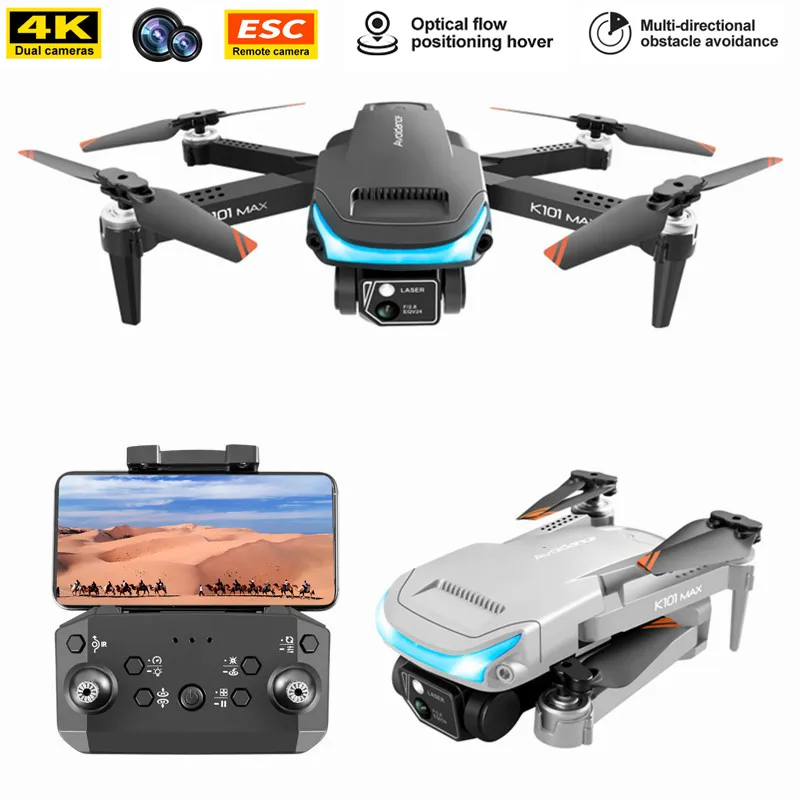 K101 MAX Drone 4K Double Camera HD WIFI FPV Obstacle Avoidance Drone Optical - £59.43 GBP
