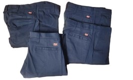 Mens Red Kap Work Pants Size 32 X 34 Navy Blue Flat Front Lot Of 4 - £47.37 GBP