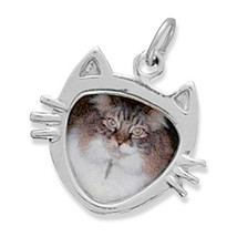 Sterling Silver Cat Face Picture Frame Charm - £21.29 GBP