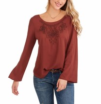 Faded Glory Women&#39;s Embroidered Shirt With Cross Back Detail Size Small 4-6 Rust - £11.89 GBP