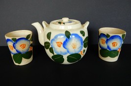 Vintage floral motif Japanese ceramic pottery teapot &amp; cup set - £20.08 GBP
