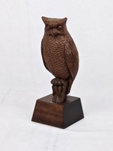 Vintage J. Jose Pinal Hand Carved Wooden Owl Mexican Folk Art Mid Century Signed - £50.10 GBP