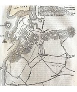 Map Battle Plan Long Island NY 1845 Woodcut Print Victorian Revolution D... - £30.91 GBP