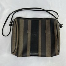 Vintage Fendi Pequin stripe black brown gorgeous shoulder bag handbag crossbody - £276.90 GBP