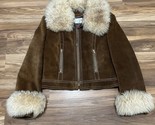 VTG 70s 80s Split Cowhide Faux Fur Collar Sleeves Suede Leather Jacket M... - £111.93 GBP
