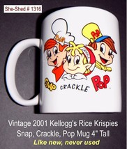 2001 Kellogg&#39;s Snap, Crackle, Pop Ceramic 10 oz Cup Mug, Never Used - £11.69 GBP