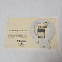 Scripto VU-lighter Goldenglo Print Ad Lighter surrounded by wreath holiday 1963 - $5.98