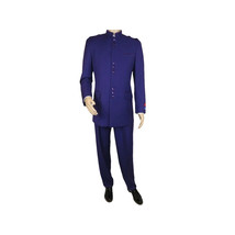 Mens Apollo  King  Banded Collarless suit Chinese Mandarin Wide leg AG95 Purple image 2