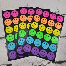 Neon Smile Smiley Faces Vintage American Greetings Stickers lot of 3 She... - $11.88