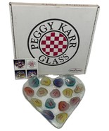 Peggy Karr &quot;Conversation Hearts&quot; Valentine Fused Art Glass Plate Heart S... - $125.05 CAD