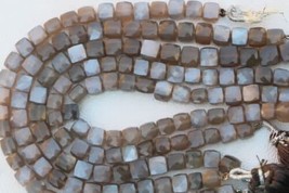 8 inches faceted coffee moonstone cube beads gemstone 3D box beads, 6 MM -- 7 MM - £25.61 GBP