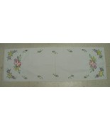 43.5x14.5&quot; White Cloth Table Runner Floral Pattern Purple Yellow Pink Fl... - $8.49