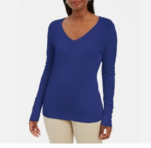 JM Collection Womens XS Bright Sapphire Blue Button Sleeve Sweater NWT T76 - £19.30 GBP