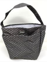 Thirty-One Small Utility Tote Black w/ White Polka Dots - $14.24