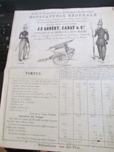 1868 Dated French Store Military &amp; Fireman Supplier Brochure - £22.34 GBP