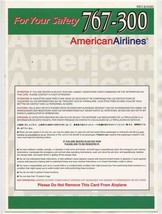 American Airlines 767-300 Passenger Safety Card 2000 For Your Safety - £17.40 GBP