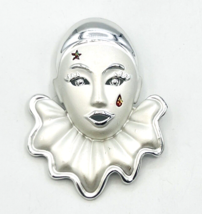 Vintage Polished Satin Pierrot Clown Brooch Pin - £10.19 GBP