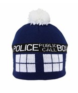 Doctor Who Tardis Image Knitted Pom Beanie Hat BBC LICENSED NEW UNWORN - £6.25 GBP