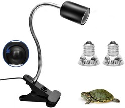 Reptile Heat Lamp w/ 360° Rotatable Clip, UVA + UVB Spectrum, 2 Light Bulbs - $286.61 MXN