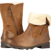 Sorel Emilie Foldover Brown Leather Winter Boots Waterproof - Women&#39;s 6 - $80.70