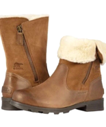 Sorel Emilie Foldover Brown Leather Winter Boots Waterproof - Women&#39;s 6 - $1,536.48 MXN