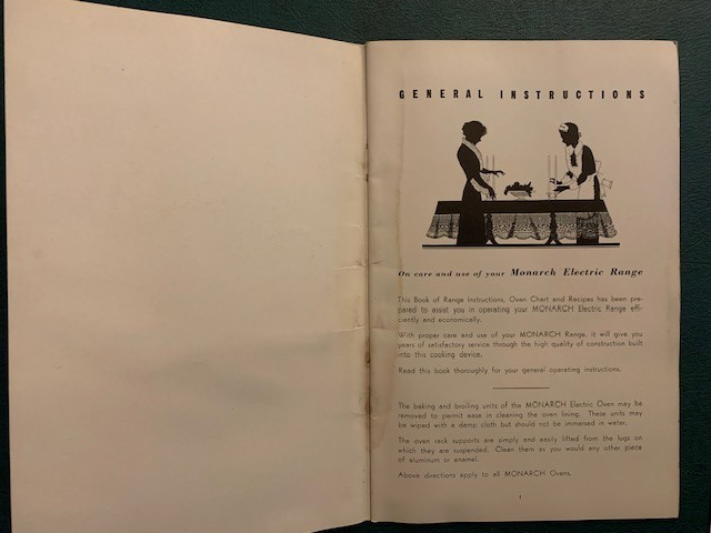 Vintage Booklet Monarch Electric Range Instruction book w/ Oven Chart Centerfold Item image 2