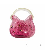 Vintage Hand Blown Glass Purse Handbag 80&#39;s Floral 3D Heavy 4.5 LBS - $94.99