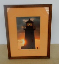 Lovely vintage framed &amp; matted Lawrence Berman lighthouse art photograph - £15.95 GBP