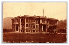 New High School Building Grants Pass Oregon OR Sepia DB Postcard O18 - £3.08 GBP