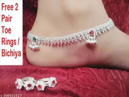 Ring Linked Pure Silver Platted Anklet Guaranteed Long Life Silver Payal Pajebfe - $14.32