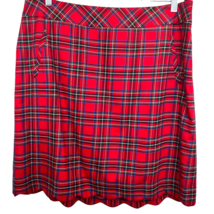Talbots Tartan Plaid Skirt Red 14W Wool A-Line Scalloped Hem Faux Pocket... - £33.27 GBP