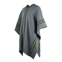 Llama Wool Serape Poncho Mens Womans Unisex Pullover Sweater Jacket Gray - £77.81 GBP