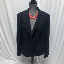 Jones Wear Essentials Size 16 Black Single Button Lined Women&#39;s Blazer Jacket - £18.86 GBP