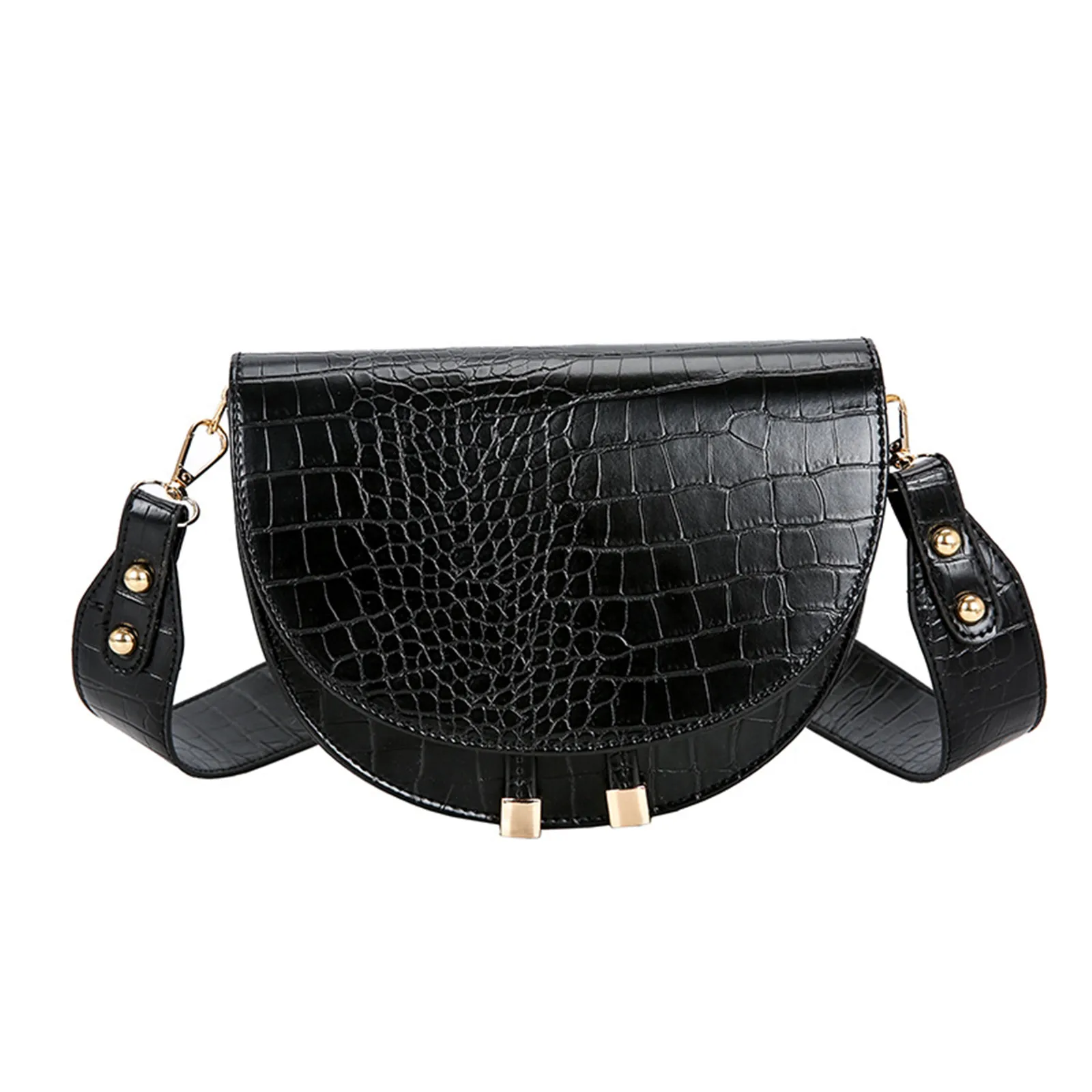 Fashion Versatile Crocodile Pattern Half Round Bag Single Shoulder Cross... - $21.64