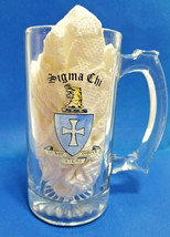 Sigma Chi Beer Large Cup Mug Tanker Clear Glass 5.5&quot; Tall - £19.61 GBP