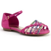 Girls Sandals Candies Pink Embellished Cage Flats Shoes NEW $45-size 4 - £10.89 GBP
