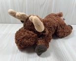 Aurora 12&quot; brown plush moose lying down beanbag flopsie reindeer deer - $7.27