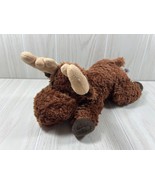 Aurora 12&quot; brown plush moose lying down beanbag flopsie reindeer deer - £5.71 GBP