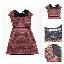 Sparrow Anthropologie Red Sweater Dress Womens M Fair Isle Short Sleeve Cashmere - £21.79 GBP