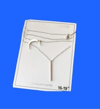 Sterling Forever Crescent &amp; Bar Multi-Layer Necklace in Silver MSRP $98 NWT - £59.33 GBP