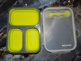 BPA-Free ECO ONE Collapsible 3 Section BENTO BOX Lunch Storage Silicone ... - $25.20