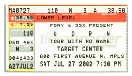 Billet De Concert Korn 27 Juillet 2002 Minneapolis Minnesota - $39.58