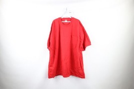 Vintage 90s Hanes Mens 4XL Distressed Blank Short Sleeve Pocket T-Shirt Red - £27.82 GBP