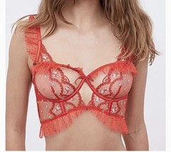 For Love and Lemons Rouge Bra Bustier Red Floral Roses XXS NEW NWT - $69.29